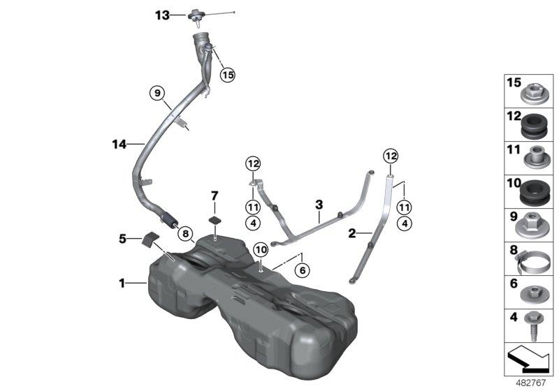 Diagram Fuel tank/mounting parts for your 2023 BMW X4   