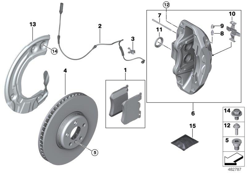 Diagram Front brake pad wear sensor for your BMW 330e  