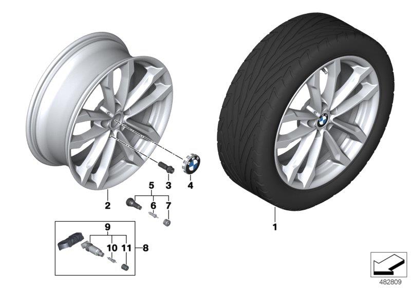 Diagram BMW LA wheel V-spoke 691 - 19" for your BMW X3  M40iX