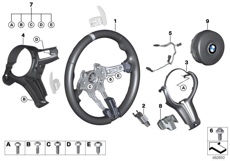 Diagram M Sports steering wheel airbag Alcantara for your 2016 BMW 528iX   