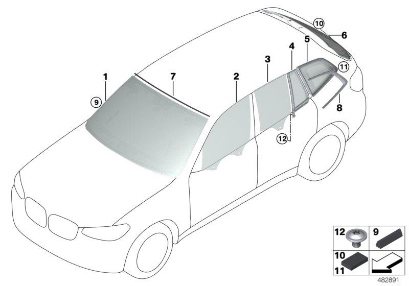 Diagram Glazing for your 2018 BMW X3  30iX 