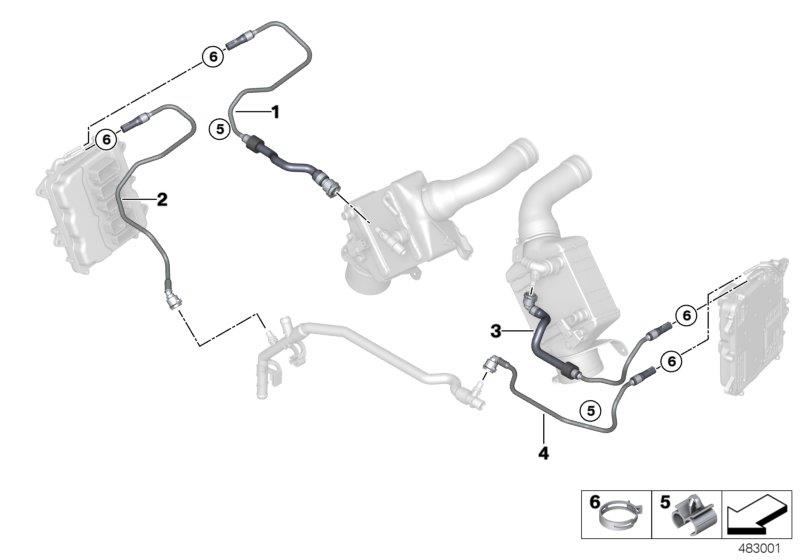 Diagram Coolant hoses, control unit for your 2007 BMW M6   