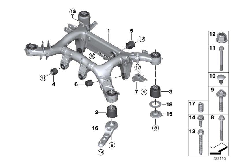 Diagram Rear axle carrier for your BMW X6  