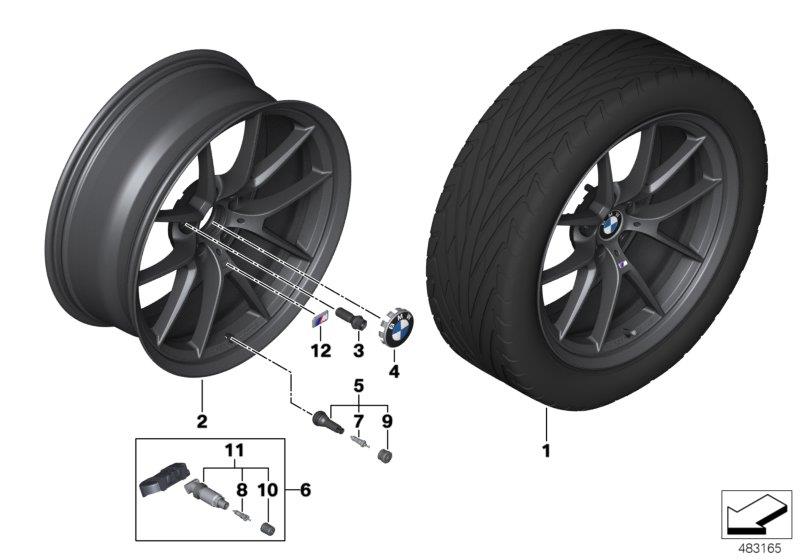 Le diagramme BMW roue all.lég.M ray.en Y 763M Perfor. pour votre 2017 BMW M2   