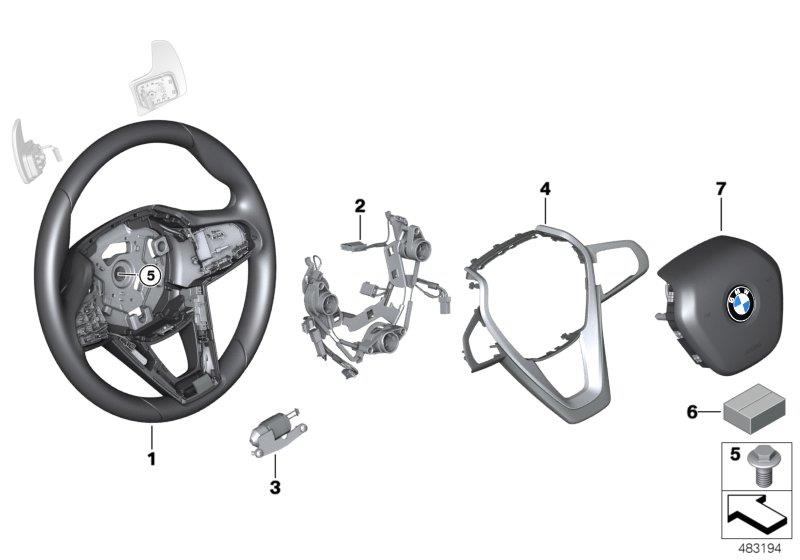 Diagram Sports st. wheel airbag multif./paddles for your 2023 BMW X3  30eX 