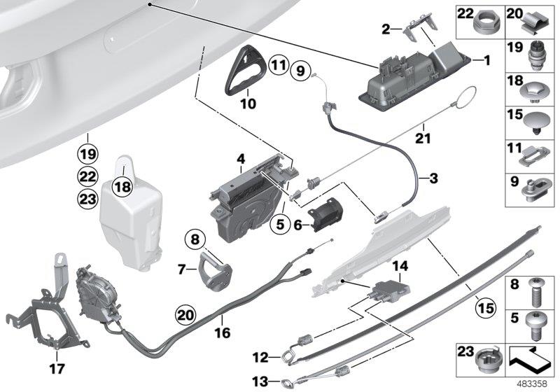 Diagram Trunk lid/closing system for your 2022 BMW 330e   