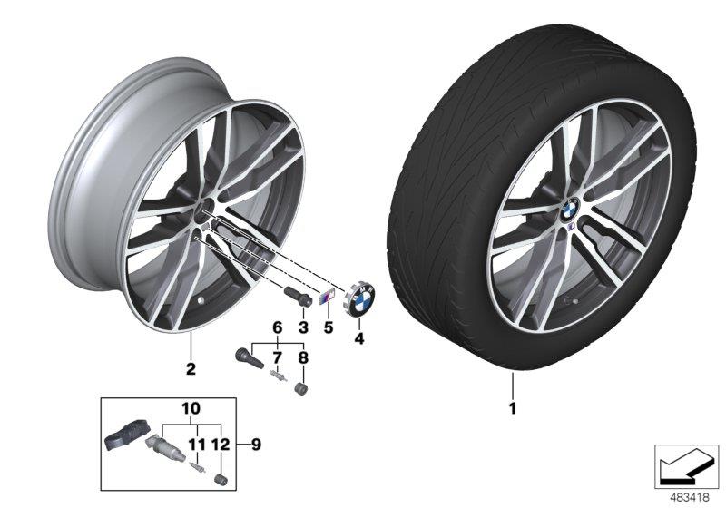 Diagram BMW LA wheel double spoke 698M - 19" for your 2020 BMW X3   