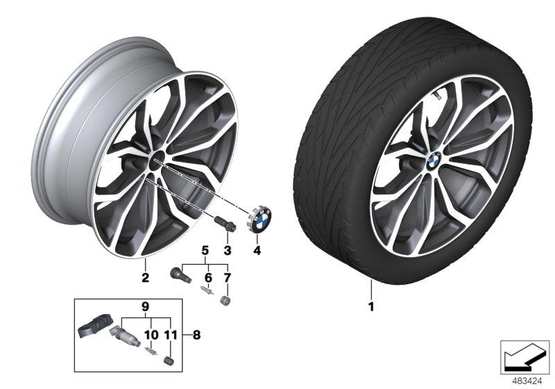 Diagram BMW LA wheel Y-spoke 695 - 20" for your 2020 BMW X3   