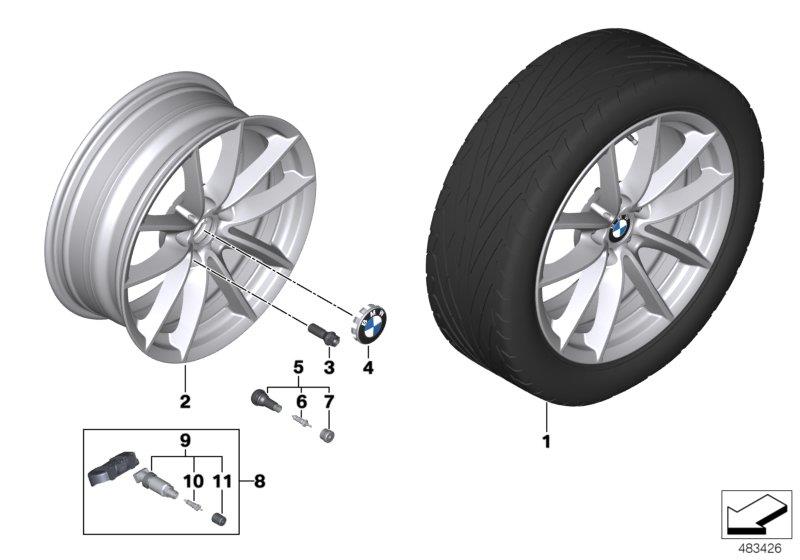 Diagram BMW LM Rad V-Speiche 618 - 18" for your 2023 BMW X3  30eX 