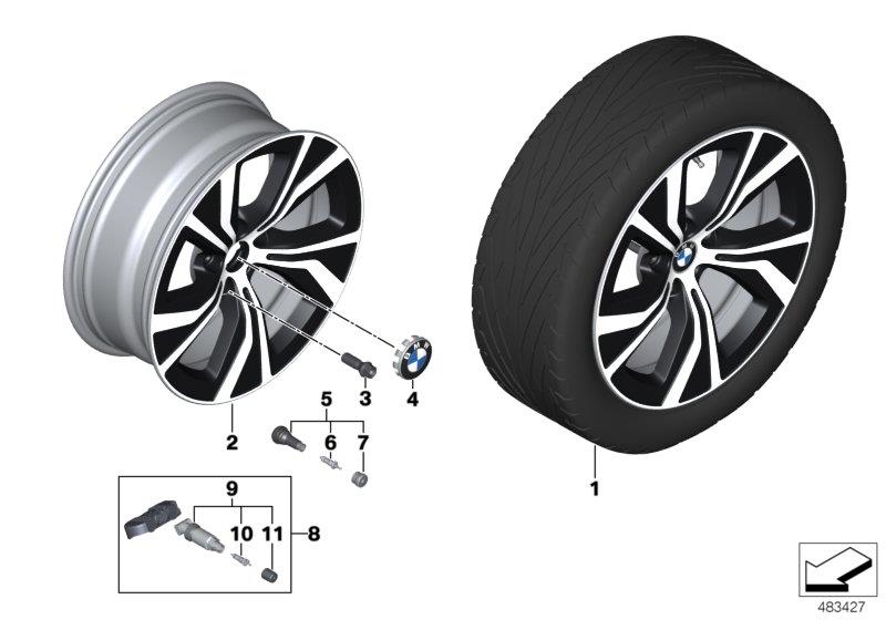 Diagram BMW LA wheel turbine styling 689 - 18" for your 2020 BMW X3   