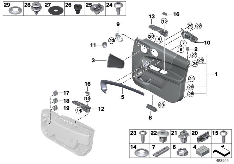 Diagram Door trim panel, front for your 2018 MINI Countryman  ALL4 SE 