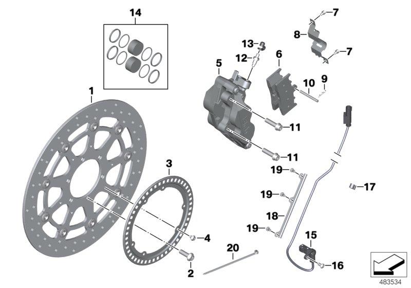 Diagram FRONT WHEEL BRAKE for your 2004 BMW K1200LT   