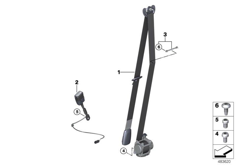 Diagram Safety belt front for your 2012 BMW M6   