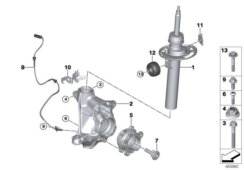 Diagram Front Spring strut/Carrier/Wheel bearing for your 2018 BMW X2 28iX  