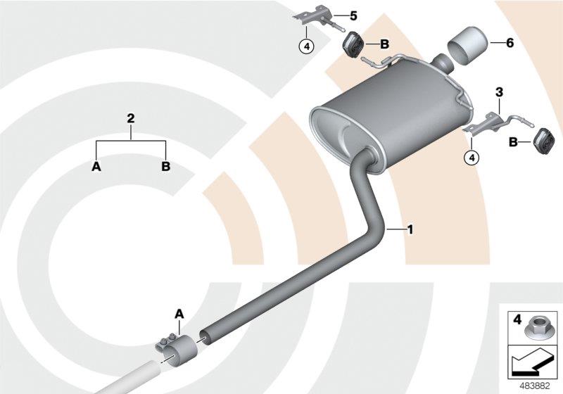 Diagram Rear silencer and installation kit for your MINI