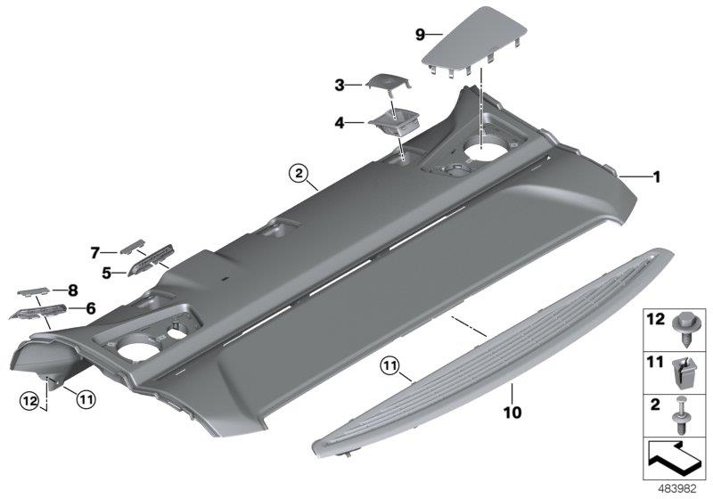 Diagram REAR WINDOW SHELF for your 2020 BMW 530eX  Sedan 