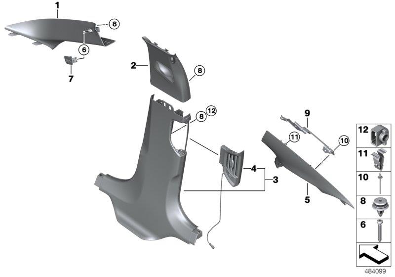 Diagram Trim panel A- / B- / C-Column for your BMW