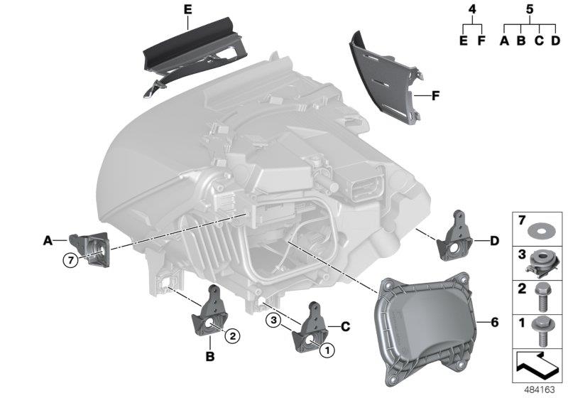 Diagram Single parts, headlight LED for your BMW