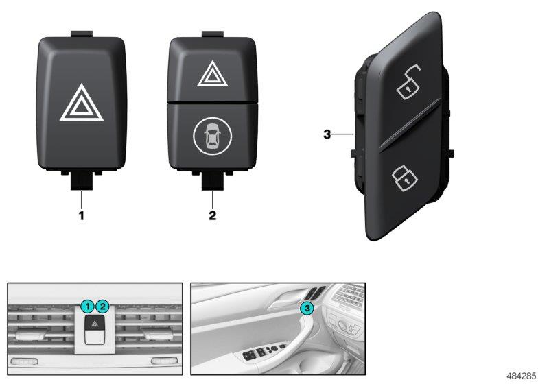 Diagram Switch, hazard warning/central locking for your BMW