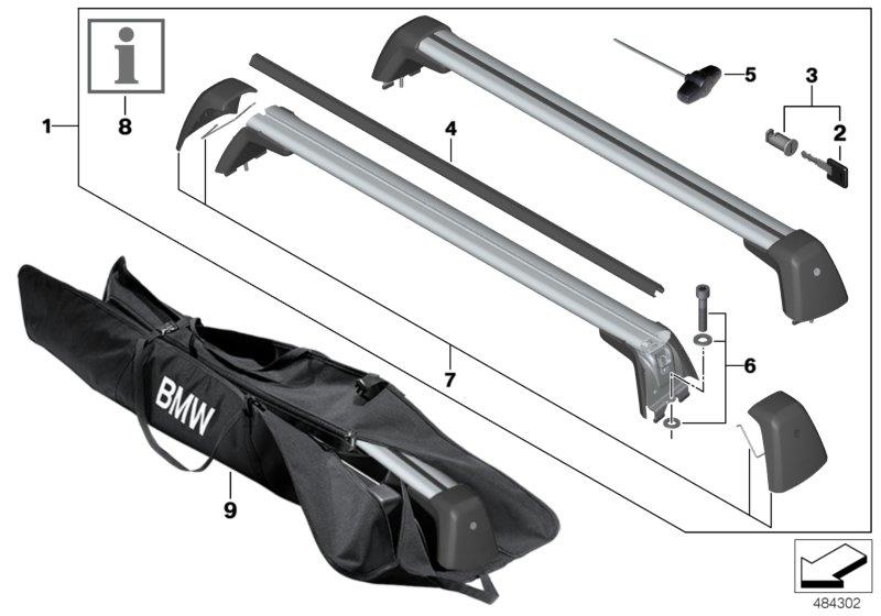 Diagram Roof rack for your BMW 640iX  