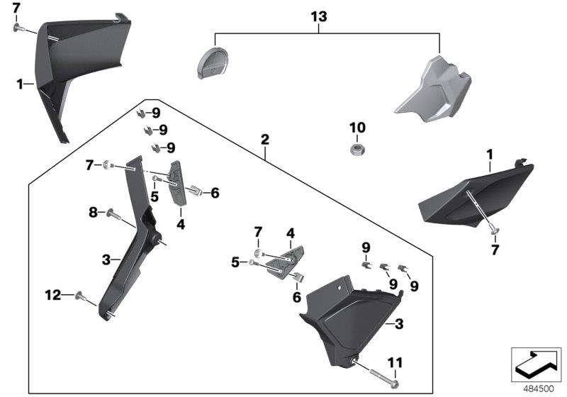 Diagram Set cover panel frame for your 2015 BMW R1200GS   