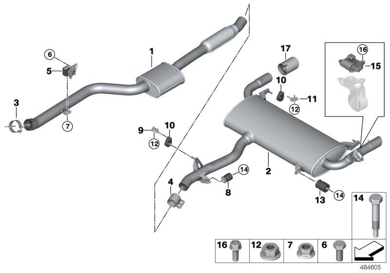Diagram Exhaust system, rear for your BMW X4  