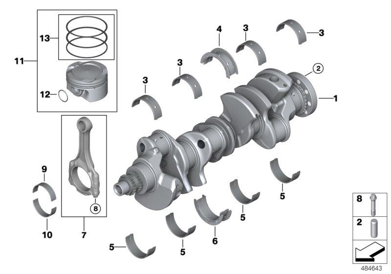 Diagram Crankshaft asbly - Connecting rod/piston for your 2016 BMW 328d   