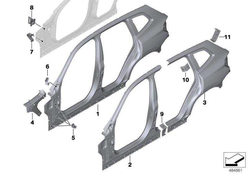 Diagram Body-side frame for your BMW X3  30iX