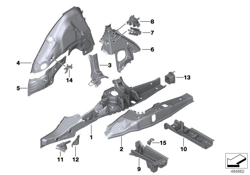 Diagram REAR WHEELHOUSE/FLOOR PARTS for your 2016 BMW M6   