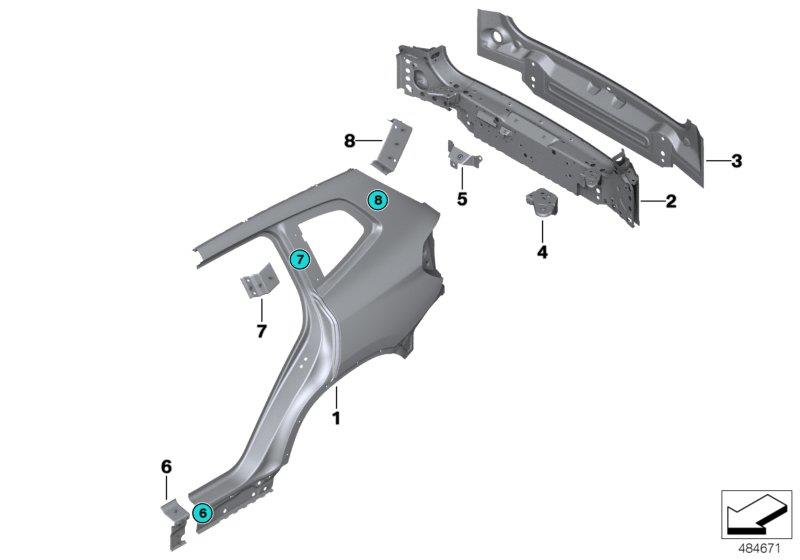 Diagram SIDE PANEL/TAIL TRIM for your 2020 BMW X3   
