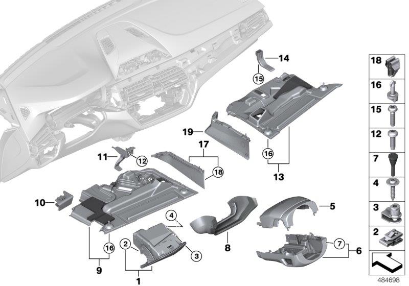 Diagram Mounting parts, I-panel, bottom for your 2012 BMW M6   