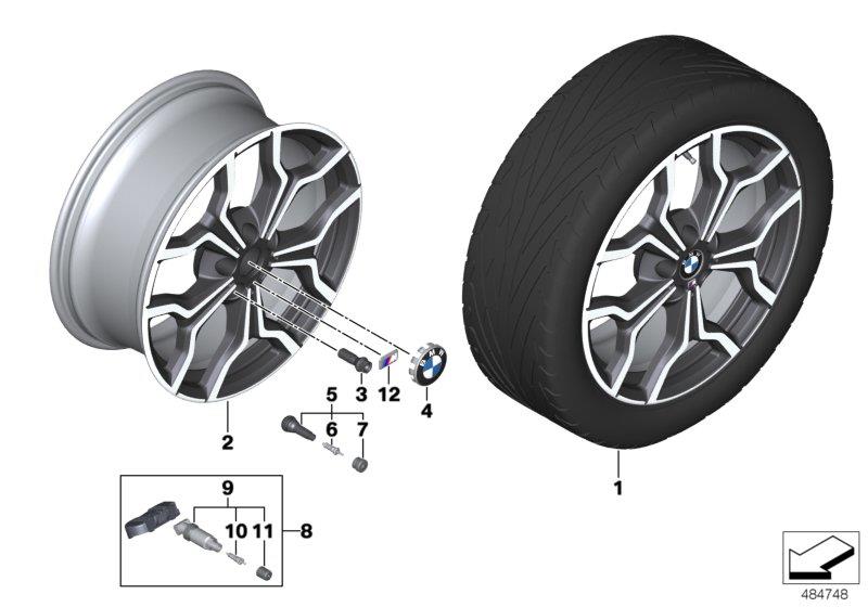 Diagram BMW LA wheel M double spoke 722M - 19" for your BMW