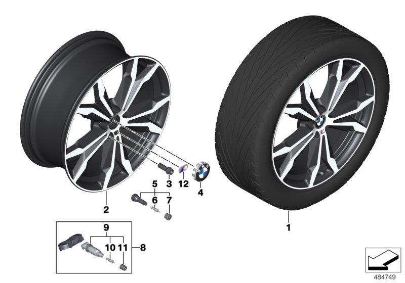 Diagram BMW LA wheel M double spoke 716M- 20" for your BMW X1  