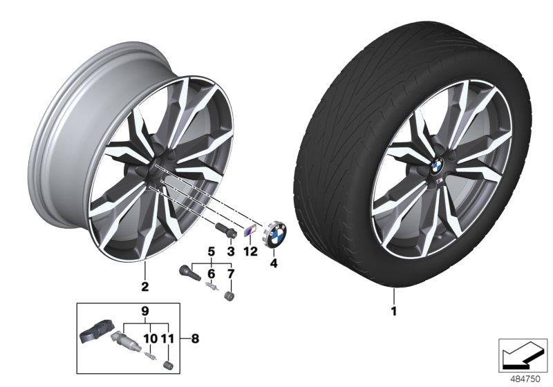 Diagram BMW LA wheel M double spoke 717M- 20" for your BMW X2  