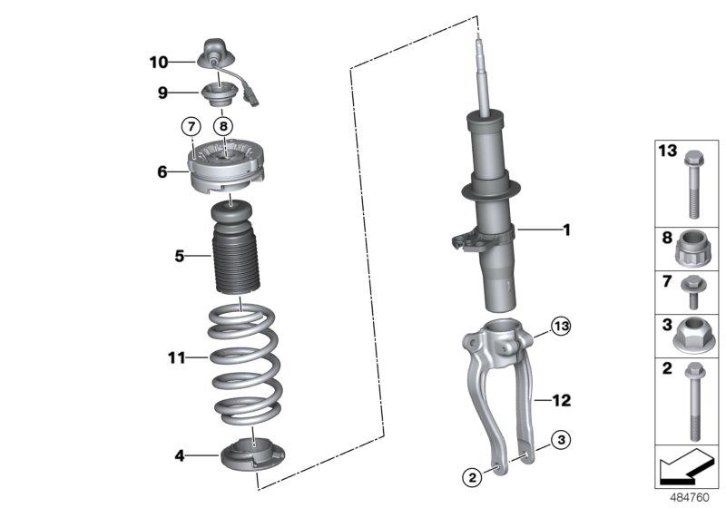 Diagram Strut, front, EDC/mounting parts for your BMW