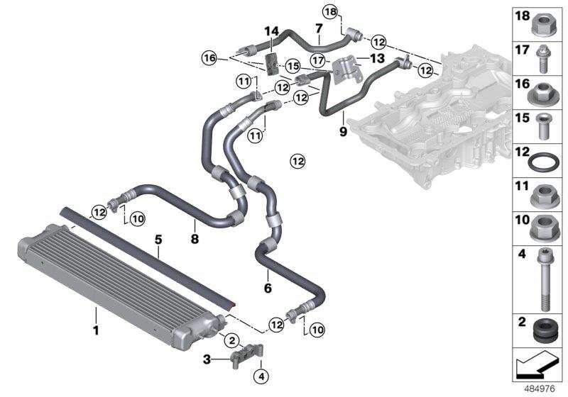 Diagram Engine oil cooler/oil cooler line for your 2016 BMW M6   