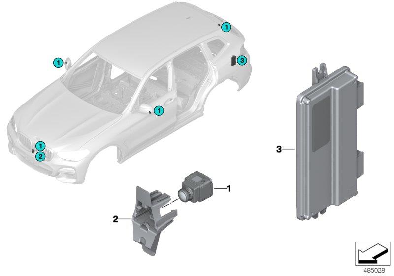 Diagram Surround View camera/PMA Plus for your 2019 BMW X3   