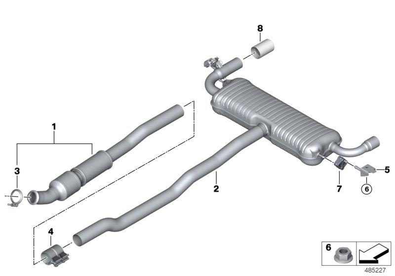 Diagram Exhaust system, rear for your BMW X2  