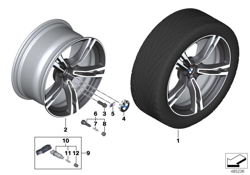 Diagram BMW LA wheel M double spoke 705M- 19" for your BMW M5  