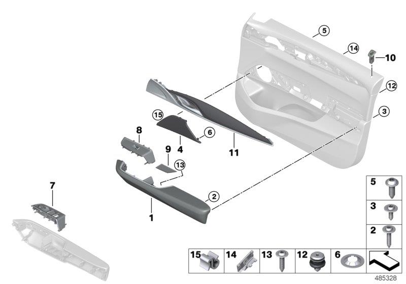 Diagram Surface-mounted parts, door panel, front for your BMW