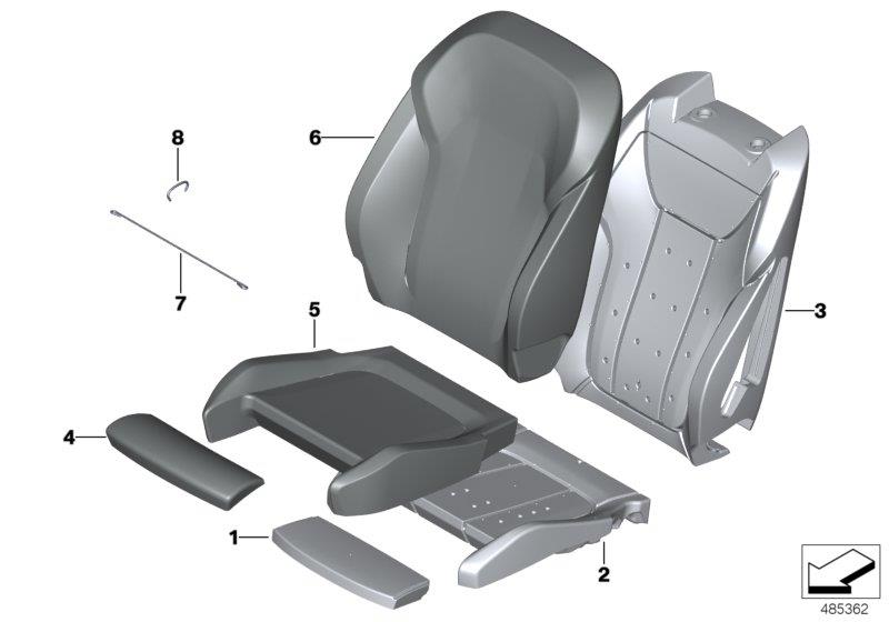 Diagram Seat, front, uphlstry, cover, Sport seat for your BMW X4  