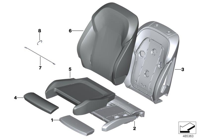 Diagram Seat front, uphlstry/cover, Comfort seat for your 2012 BMW M6   