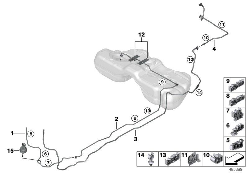 Diagram Fuel Pipe and Mounting Parts for your 2013 BMW 740Li   