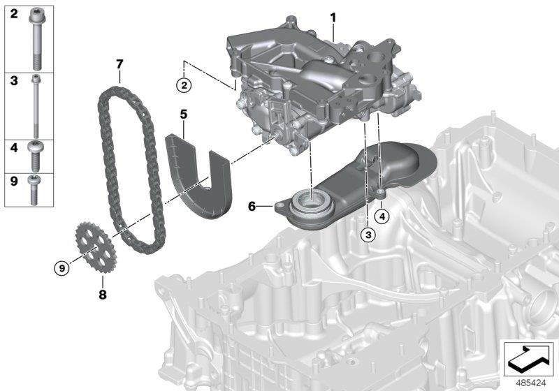 Diagram Lubrication system/Oil pump with drive for your 2016 BMW 640iX   