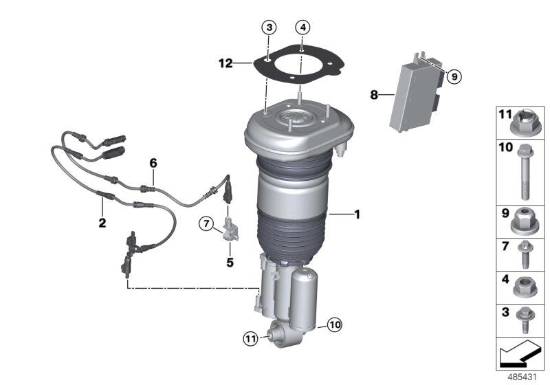 Diagram Air spring strut, rear/control units for your 2018 BMW X2 28iX  