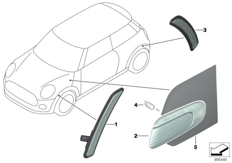 Diagram turn signals front/side for your MINI