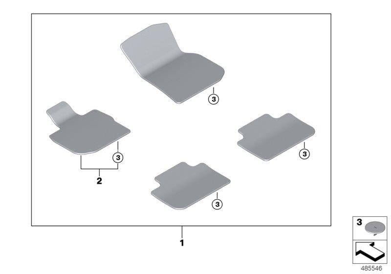 Le diagramme Tapis de sol Velours pour votre BMW X3  