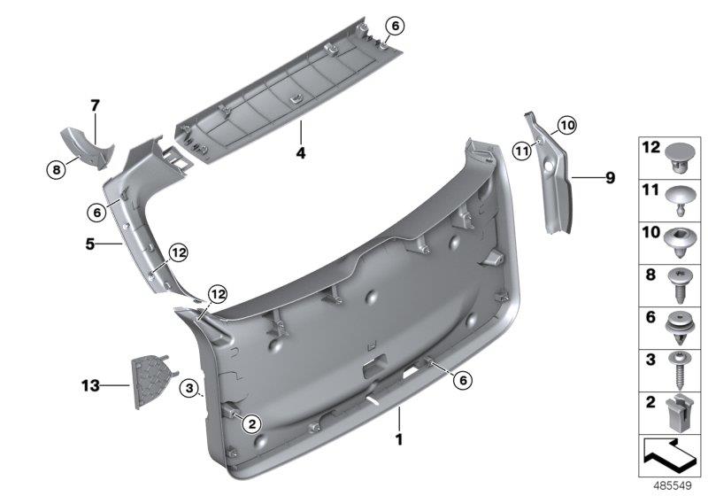 Diagram TRUNK LID TRIM PANEL for your 2018 BMW X1   