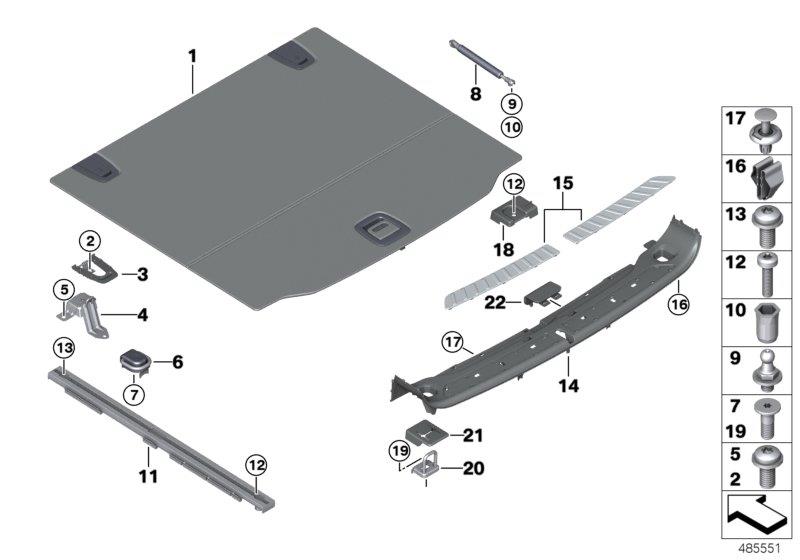 Diagram Trim panel, trunk floor for your BMW X3  30iX