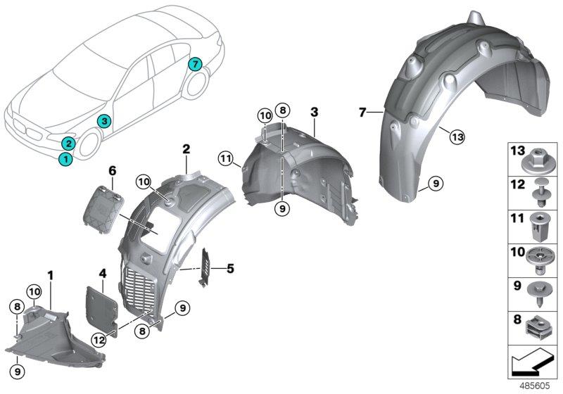 Diagram Wheelarch trim for your BMW 530e  